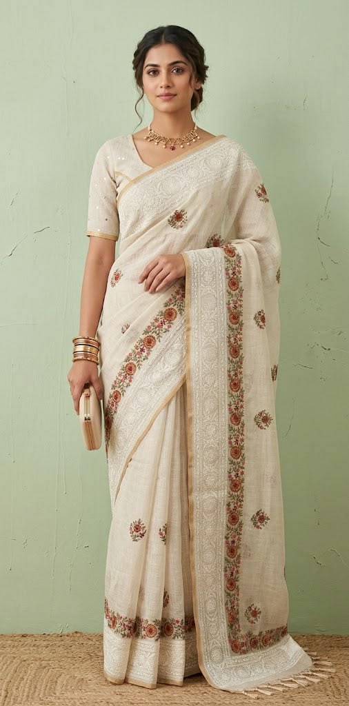 Tissue Linen saree
